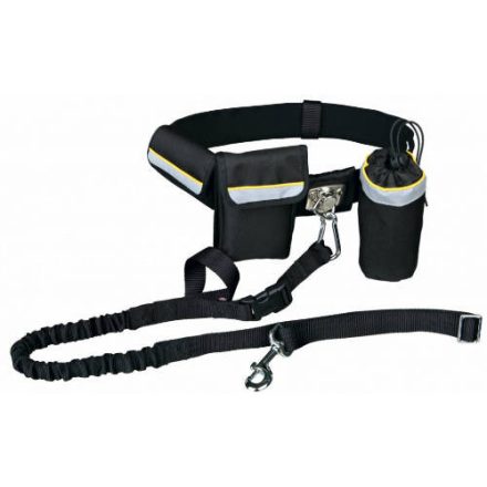 Trixie Waist Belt with Leash - Derékra csatolható futópóráz (60-120cm/40mm)póráz:1-1.35cm/25mm (fekete)