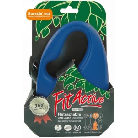 FitActive Retractable Dog Leash - automata szalagos póráz (kék) kutyák részére (L) 5 méter