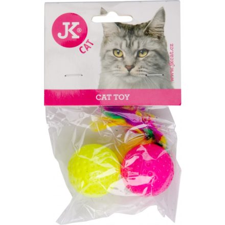 JK - játék macskáknak labda tollal (2db/4cm)