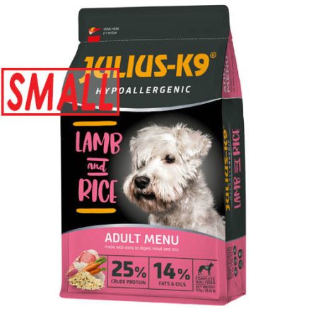Julius K9 Hypoallergenic Lamb and Rice Adult (bárány,rizs) SMALL száraztáp - Felnőtt, kistestű kutyák részére (3kg)